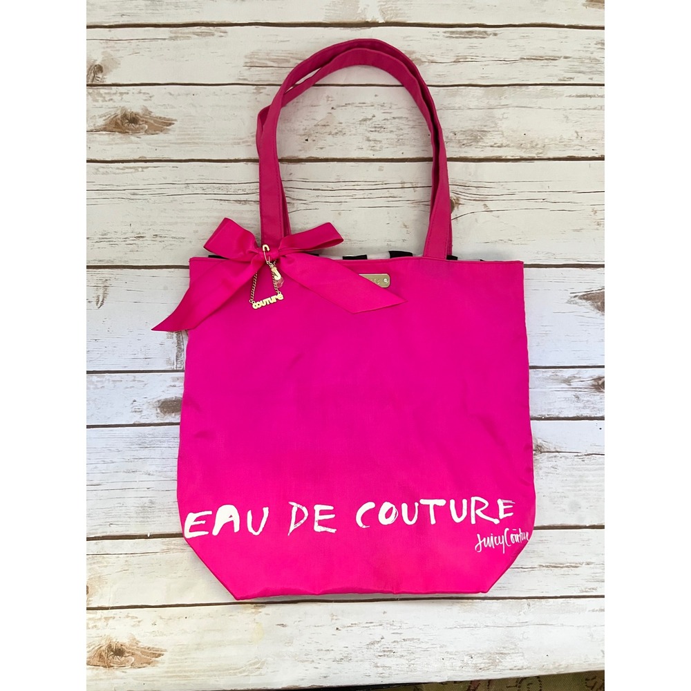 Juicy Couture Tote Bag Hot Pink Eau De Couture Bow Charm OS